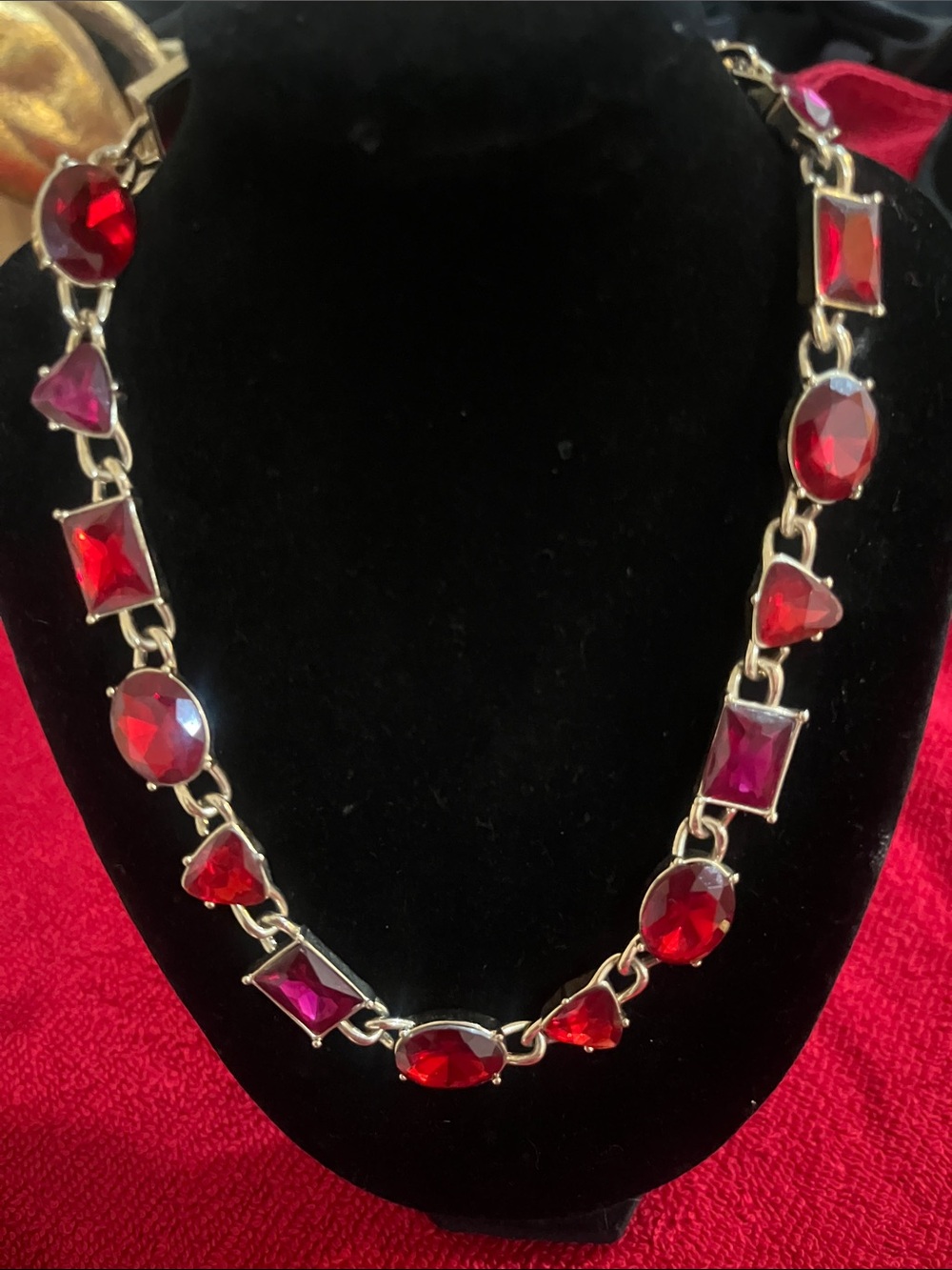 Anne Klein Red Crystal Link Necklace